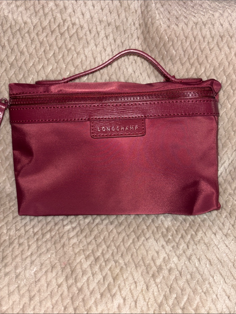 Longchamp Small Burgundy Cosmetic Pouch
